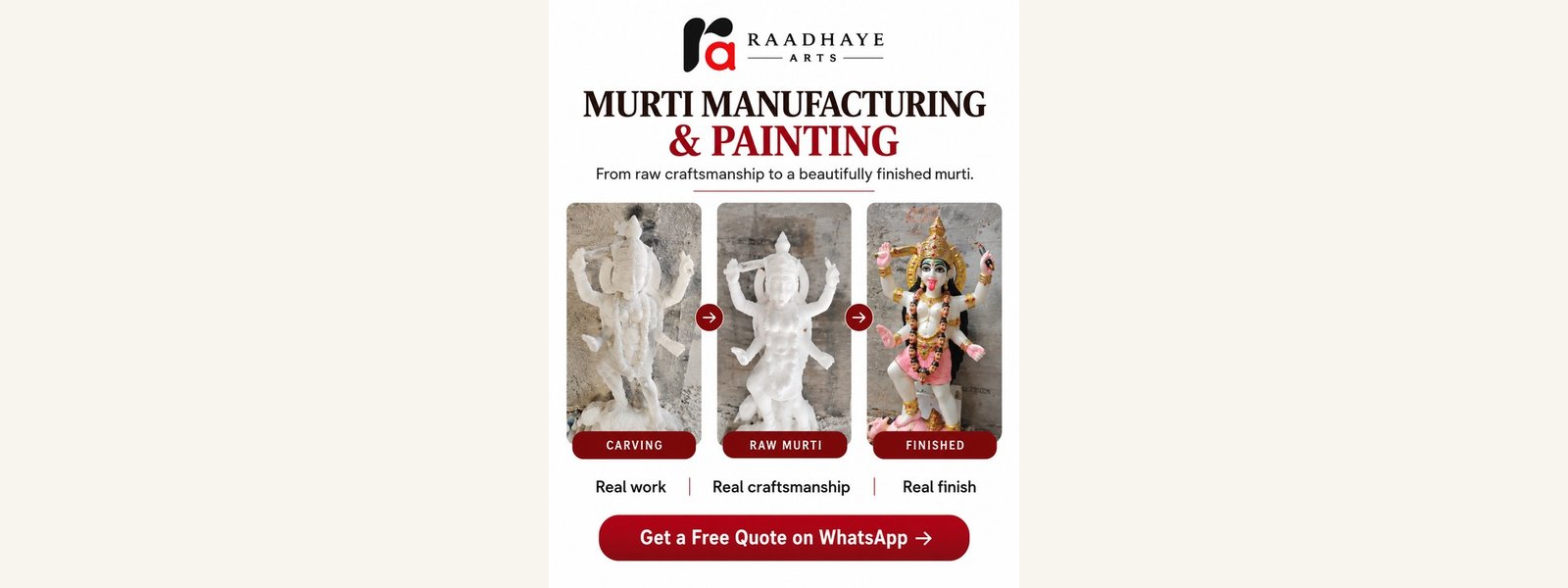 Raadhaye Arts handcrafted murti banner 3
